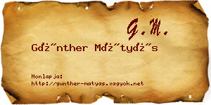Günther Mátyás névjegykártya